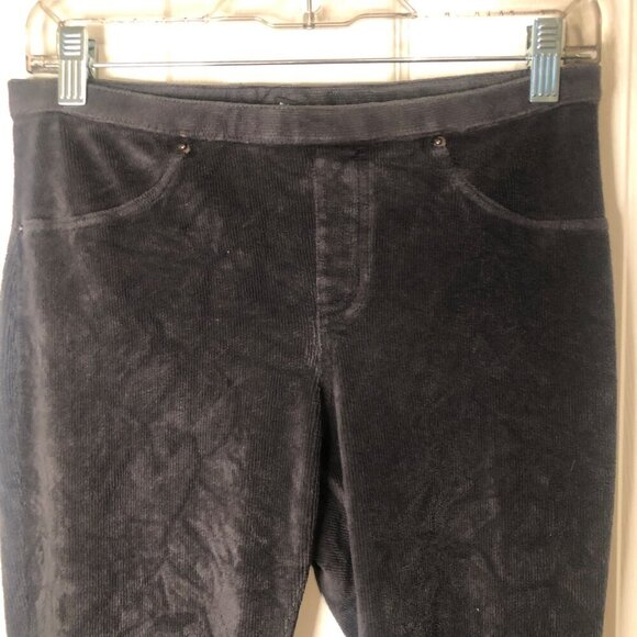HUE Velvet High-Rise cotton/polyester/spandex faux pocket black leggings size M - Picture 1 of 4